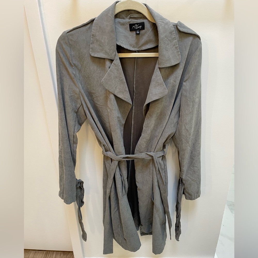Milk & honey green/grey trench coat